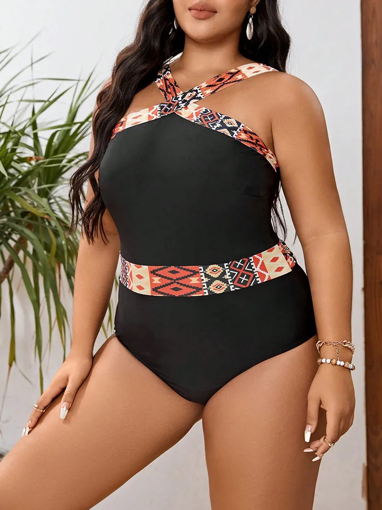 Plus Size Swimsuit Woman One-Piece Bikini 2024 High Waist Sexy Swimwear Women Bathing Suit Beach Swimming Brazilian Monokini