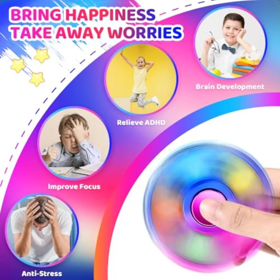 FIGROL 3-pack Pop Fidget Spinners voor feestartikelenHand Fidget Bulkspeelgoed voor klaslokaal Terugkeer Prijsensorisch Fidget-speelgoed voor tieners B