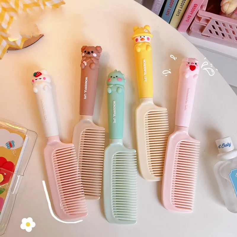 1pc Cute Cartoon Baby Comb for Baby Girsl Kawii Silicone Plastic Comb Soft Handle Kid Hair Brush for 4-18 Years Little Girls