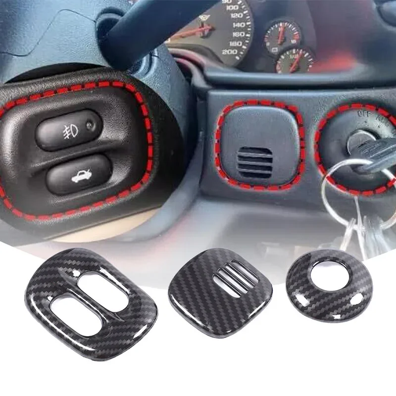 For Chevrolet Corvette C5 1998-2004 ABS Carbon Fiber Car Engine Start Fog Light Switch Decorative Frame Car Interior Accessories