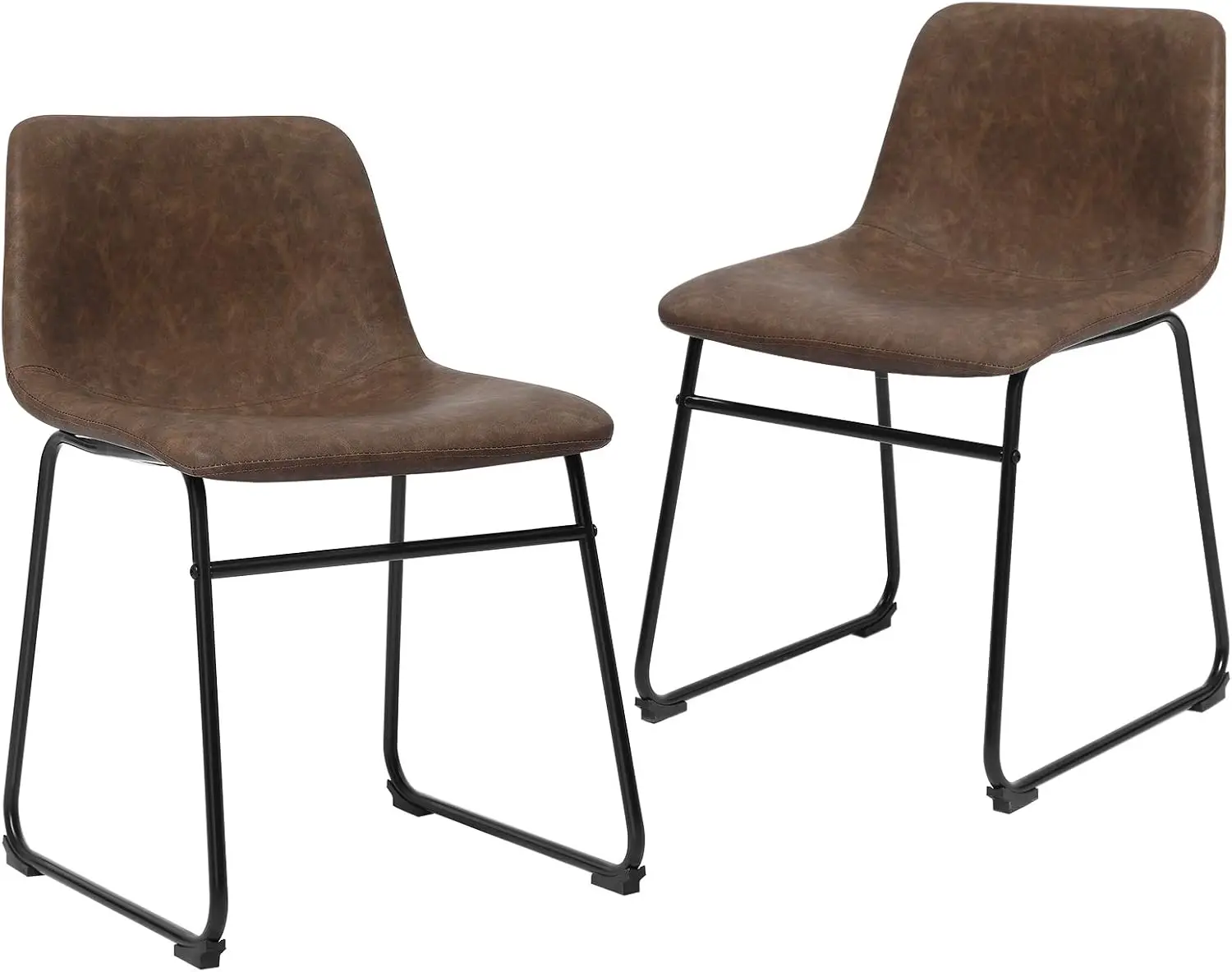 

Dining Chairs, Set of 2 Mid-Century Modern Kitchen Chairs with Backrest, Metal Legs, Comfortable Wide Seat, Synthetic Leather