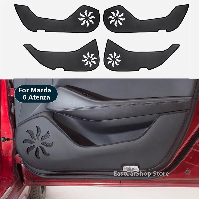 Car Leather Door Protector Pad Door Plank Anti Kick Black Pad Mat Cover Sticker for Mazda 6 Atenza 2019 2020 2021 2022