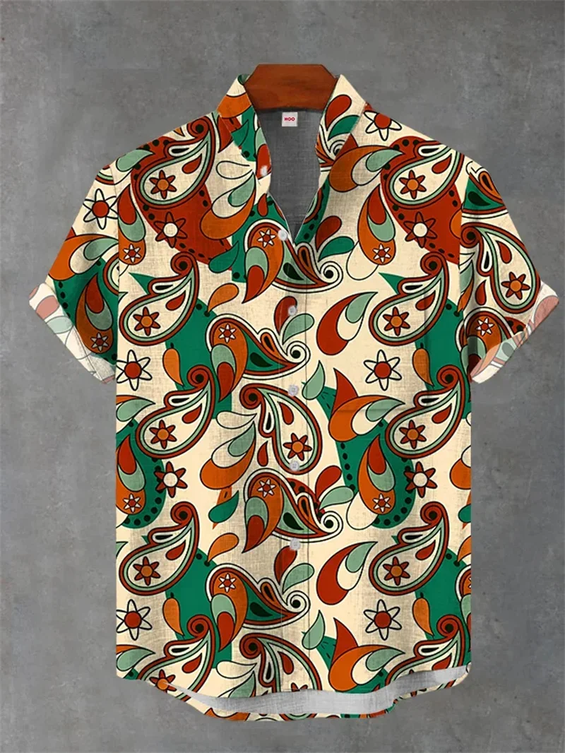 New Summer Hawaiian Short sleeved Shirt Men's 3D Pattern Printed Weiyi Beach Fashion Top Casual Short sleeved Shirt