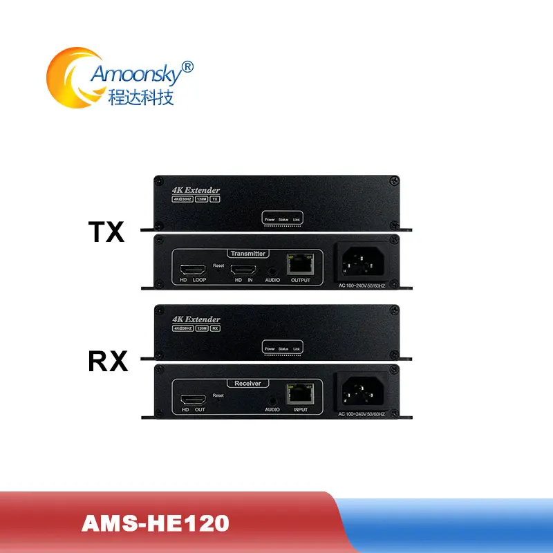 AMS-HE120 Unterstützung RJ45 Ethernet Adapt CAT5E/6 Fiber 4K 120M HD KVM Video Erweiterung Sender Empfänger für PS4 PC TV DVD