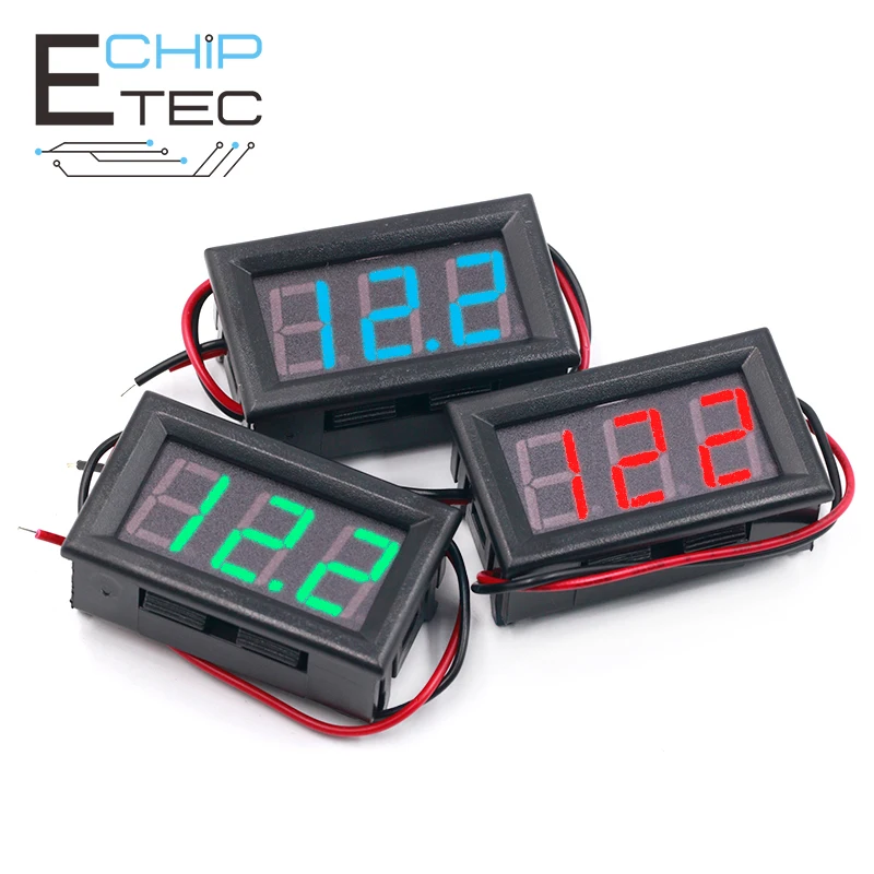 

3pcs 0.56 Inch Mini Red Green Blue LED Display Panel Voltage Meter DC 4.5V-30V 2 Wires Voltmeter Home Use Voltmeter