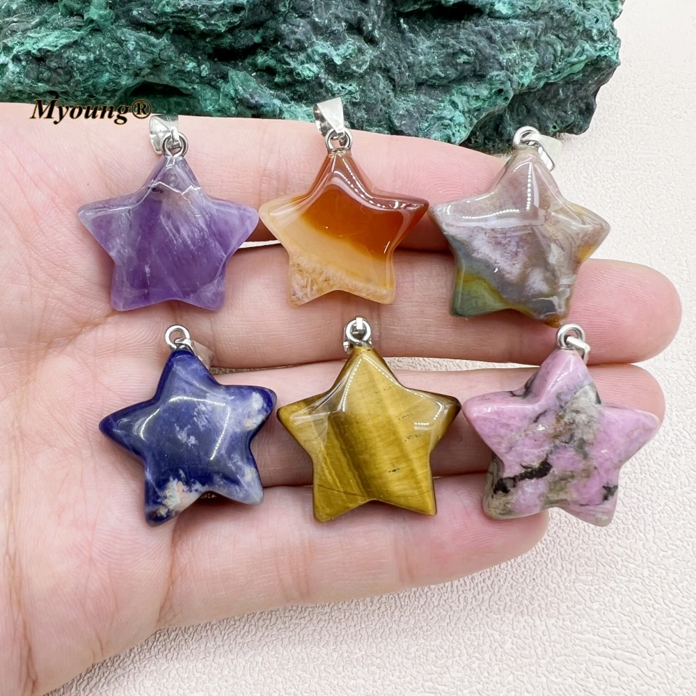 Wholesale 20PCS Star Shape Natural Gems Stone Crystal Quartz Amethysts Jaspers Charm Pendant MY230865