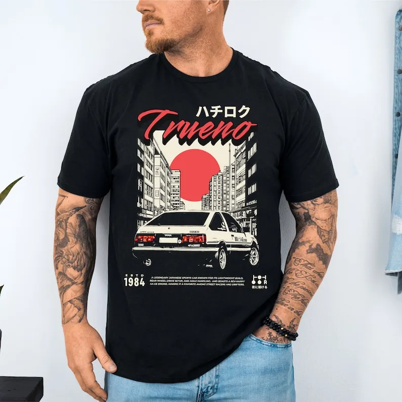 

Initial D Inspired JDM Car T-Shirt AE86 Trueno: Takumi Fujiwara's Legacy