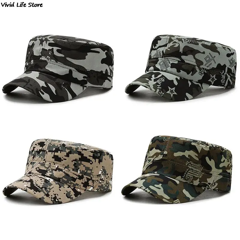 Camouflage Baseball Cap Hat Men Women Tactical Flat Cap Hat Outdoor Sports Camping Hiking Sunhat Hunting Sun Cap Sunscreen