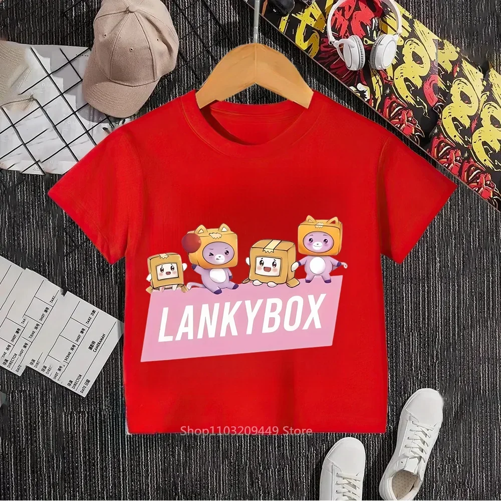 Le stampe giocattolo di tendenza adornano le magliette Lankybox crea stili alla moda e Casual per le ragazze dei ragazzi per rassodare le strade