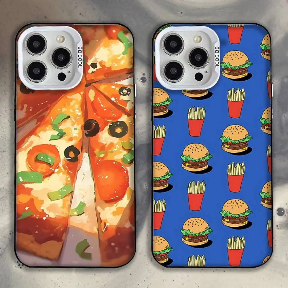 

Food burgers fries pizza Phone Case For iPhone 16,15,14,13,12,11,Mini,Pro,E,MAX White Candy Matte Shockproof Cover