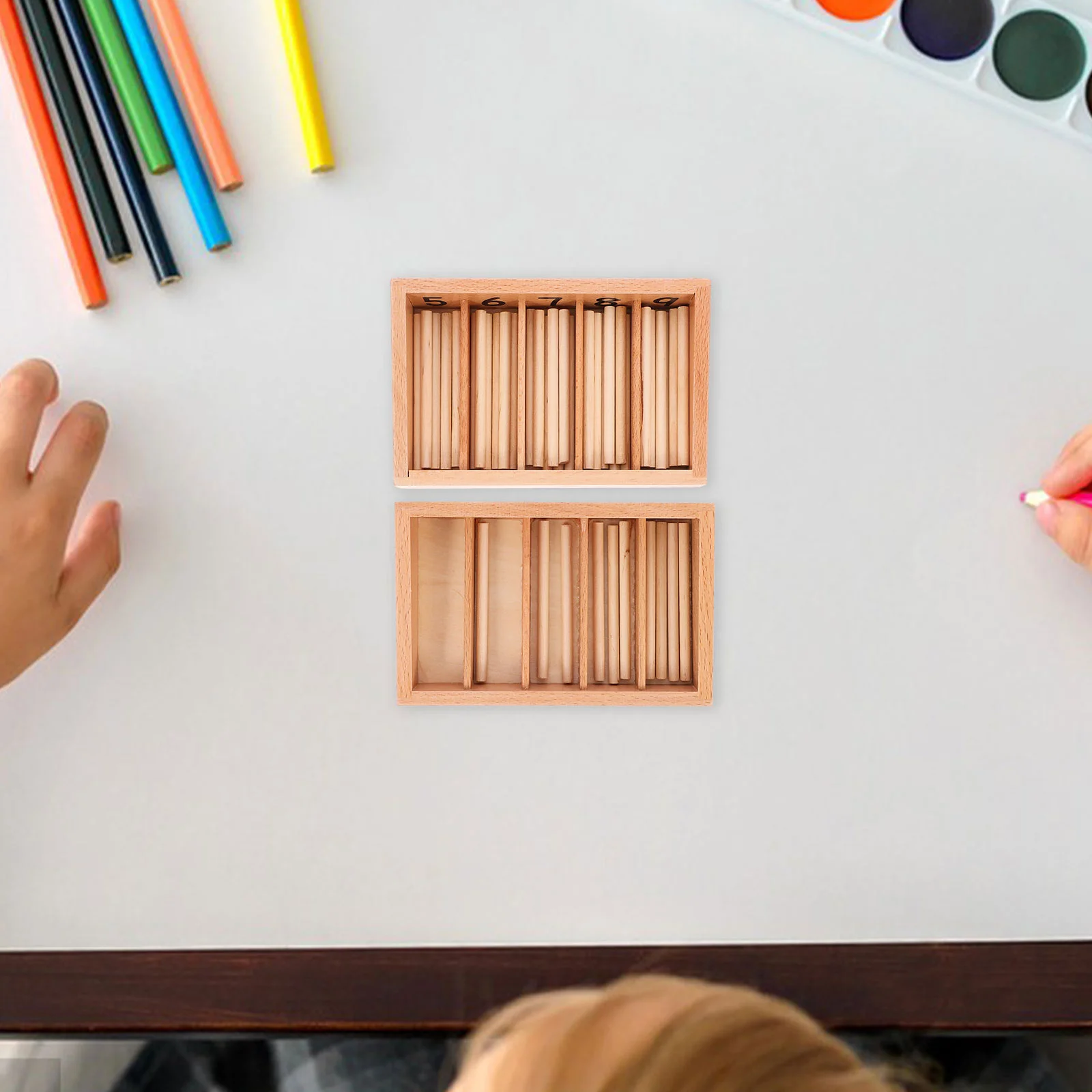 Boîte de Pack familial de broche, étui Portable en bois pour anneaux de perles, jeux éducatifs pour enfants