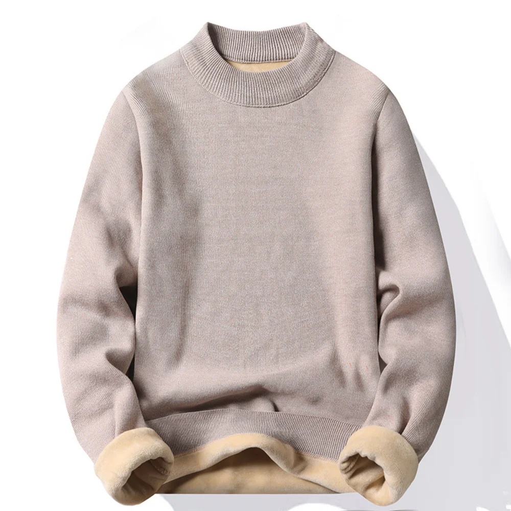 Fashion Men\'s Casual Slim Fit Basic Turtleneck Knitted Sweater High Collar Pullover Male Double Collar Autumn Winter Tops