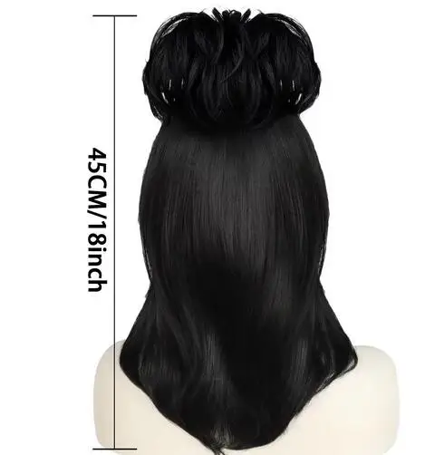 Lydia Deetz Cosplay Wig Bride Gown Costume Props Black Synthetic Straight Hair Women Girls Halloween Carnival Party Accessories