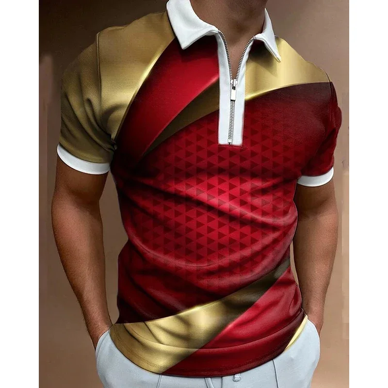 

2023 Summer Men's Clothes Polo Shirts Casual Oversized Polo Golf Wear 3D Print oversized Short Sleeve Tee Shirt Men Polos Tops