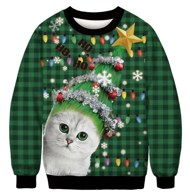 

2024 New 3D Print Cat Sweater Men Women Ugly Christmas Sweaters Jumpers Tops Holiday Party Pullover Hoodie Sweatshirt 3XL
