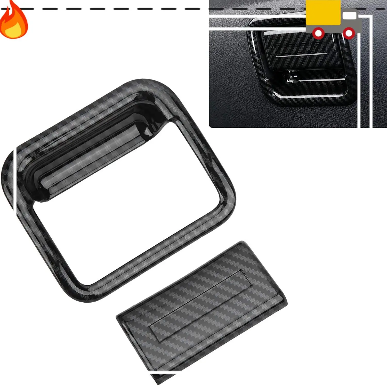 

For Nissan Navara Frontier NP300 2016-2021 Carbon Fibre Car Copilot Glove Box Handle Bowl Cover Trim Decor Accessories