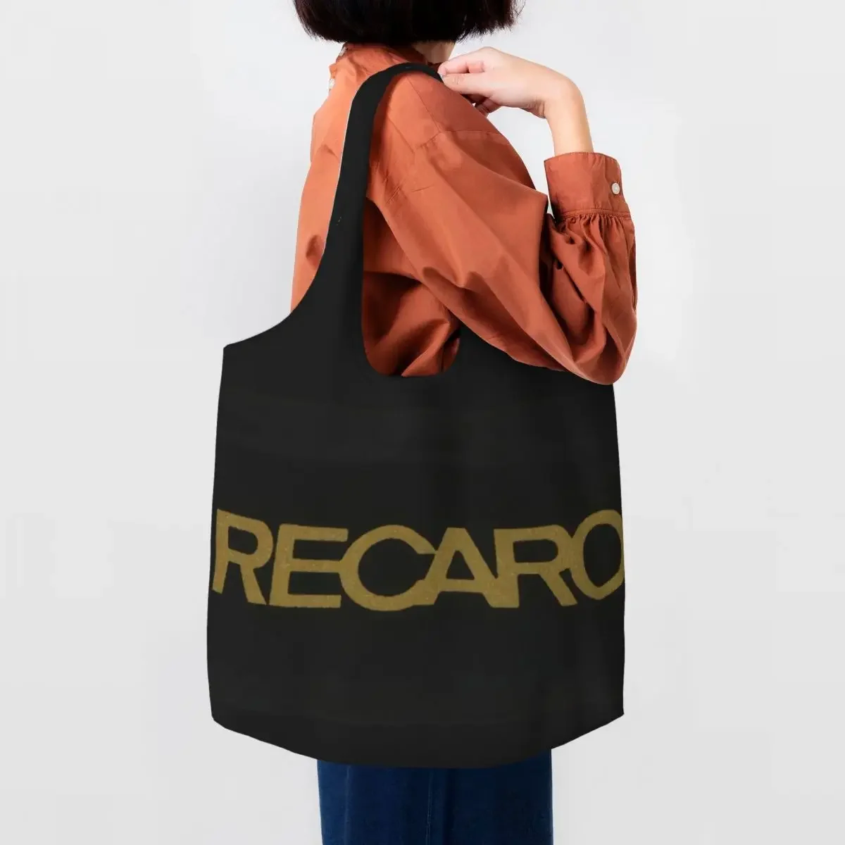 Recycling Recaros Logo Shopping Bag Women Shoulder Canvas Tote Bag Washable Grocery Shopper Bags Photography Handbags