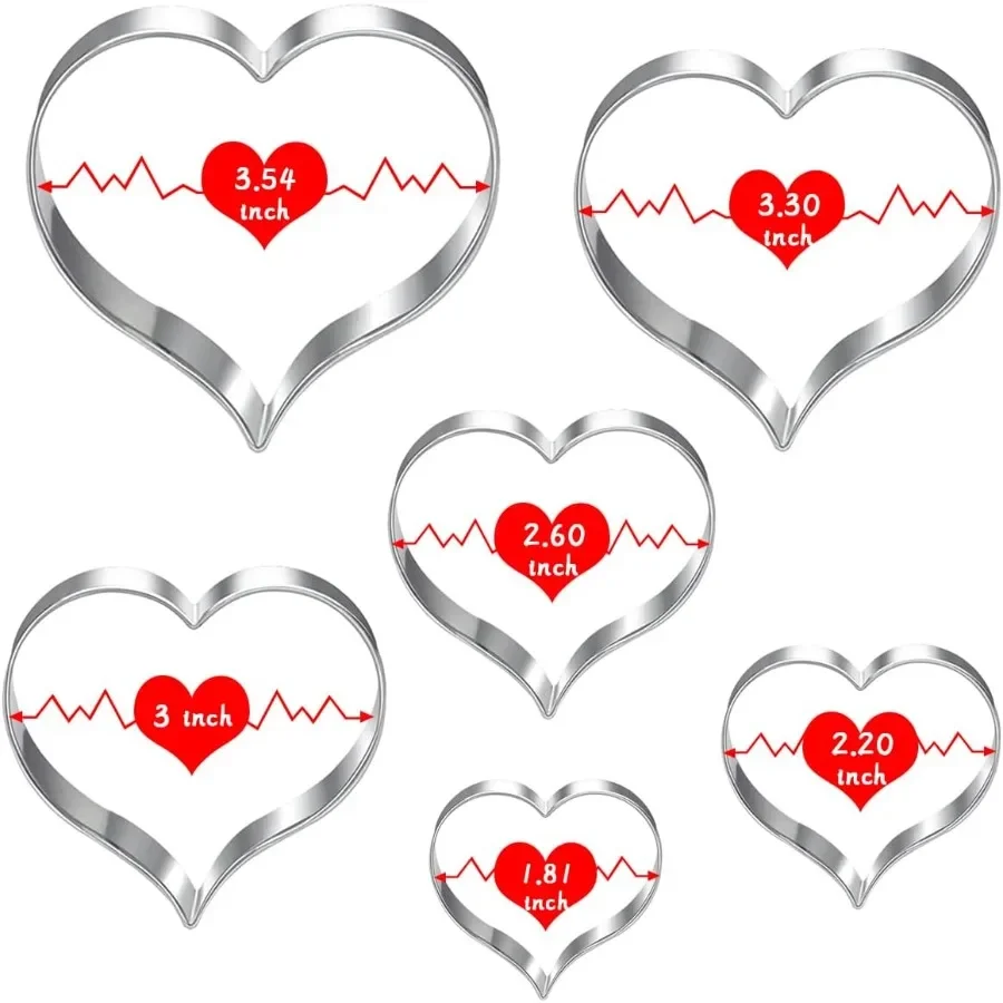 القلب كوكي القواطع مجموعة 6 قطعة الفولاذ المقاوم للصدأ قوي المعادن فندان كوكي القواطع البسكويت قالب اكسسوارات المطبخ أداة ل Val #2