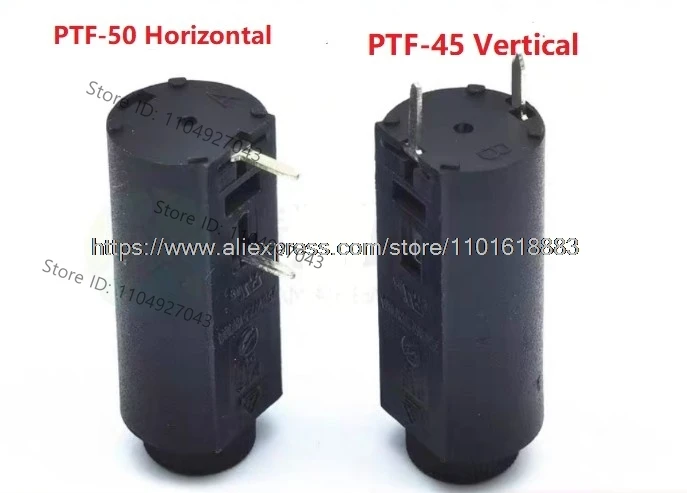5PCS 5*20MM Fuse Holder PTF-45/50 10A250V 2.5W PCB Panel Mounting Vertical/Horizontal High Temperature Resistance Fuse Boxes