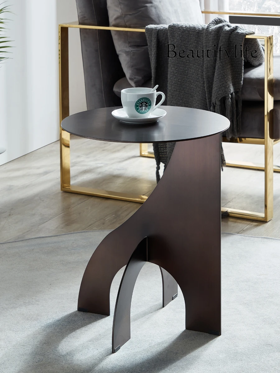 

Nordic Stainless Steel Corner Table Creative Light Luxury Sofa Side Table Modern Simple Living Room round Small Coffee Table