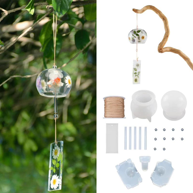 Japanese Wind Chimes Crystal Epoxy Resin Mold Sunny Weather Doll Wind Bell Resin Silicone Mold DIY Craft Casting Mold Create Art