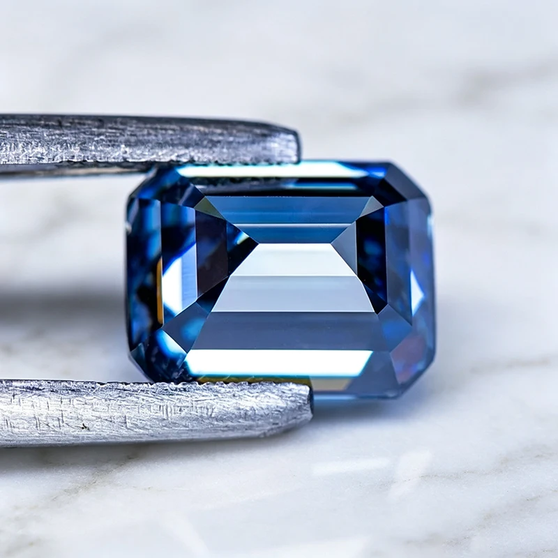 Moissanit-Stein, natürlicher königsblauer Smaragdschliff, Edelstein-Anhänger für DIY-Ringe, Halsketten, Ohrringe, Hauptmaterialien mit Zertifikat – Detail 6