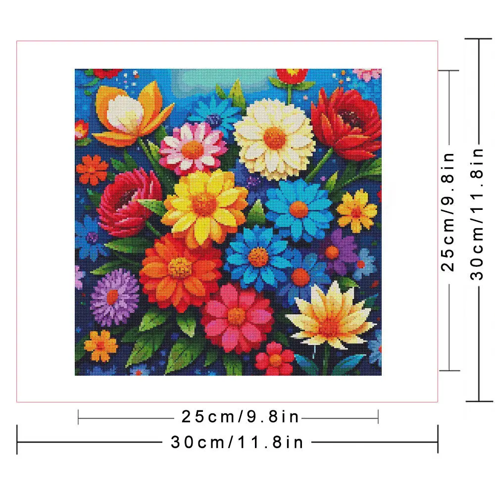 Huacan Diamond Art Mosaic Kits Chrysanthemum Flower Full Square Round Drill Diamond Painting Floral Home Wall Artwork view 2