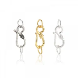 2pcs/lot S925 Silver Necklace Clasps and Closures S-Hook Clasps with Closed Jump Rings Connector Jewelry Making Accessories
