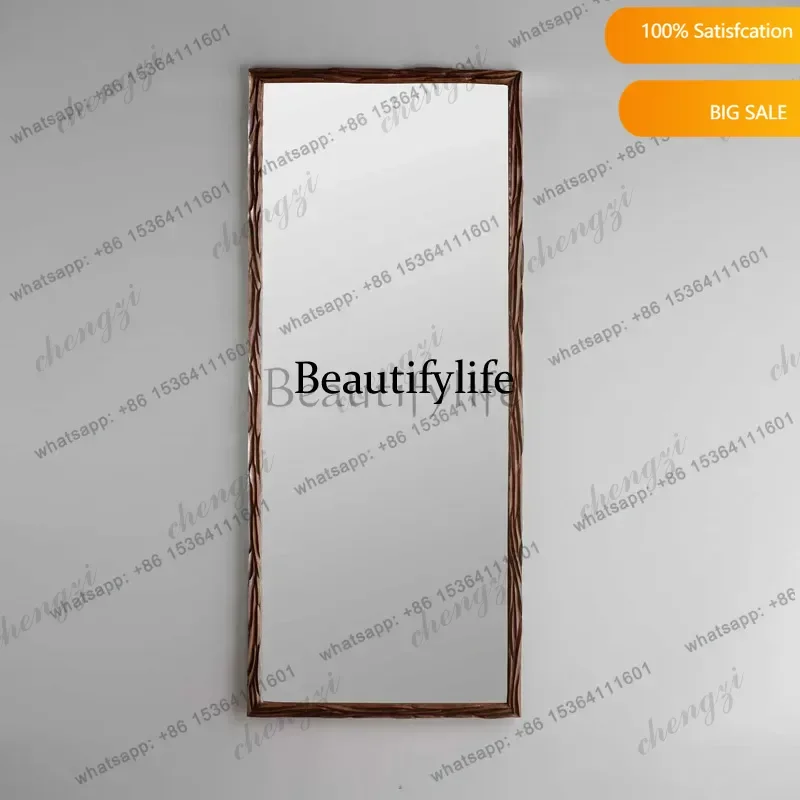 Vintage distressed carved border long wall mirror French simple full length mirror