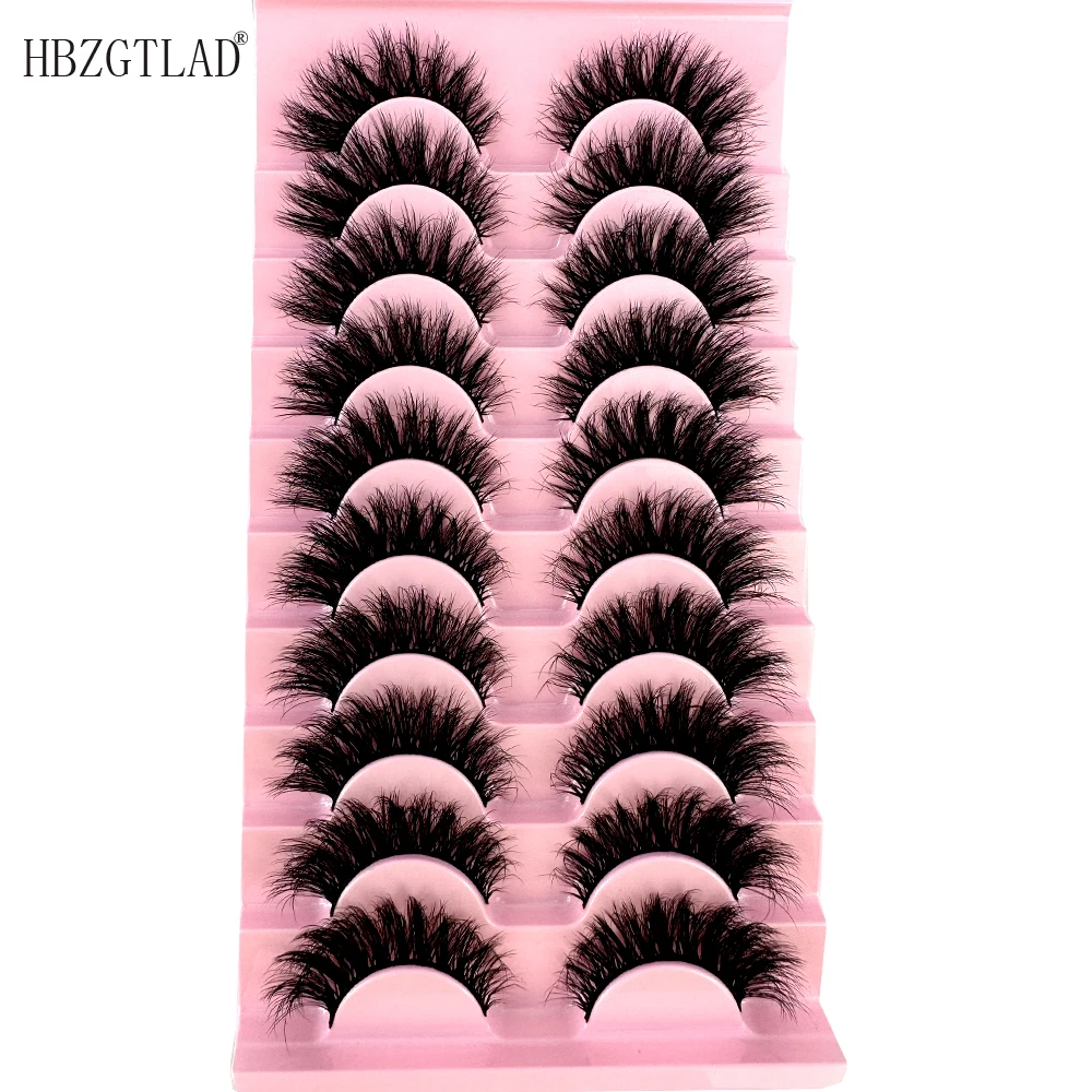 HBZGTLAD-Cílios Postiços Naturais, Cílios Falsos, Maquiagem Longa, 3D Mink Lashes Extension, Cílios para Beleza, Novo, 10 Pares