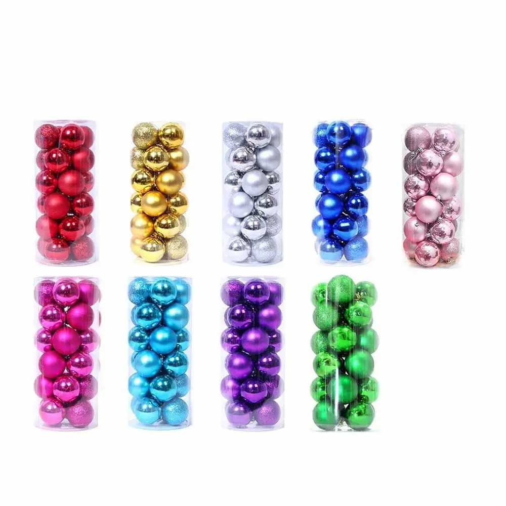 24 قطعة 3/5 سنتيمتر كرات عيد الميلاد البلاستيك قابلة لإعادة الاستخدام شجرة عيد الميلاد الحلي شاتيربروف السنة الجديدة ديكور شجرة عيد الميلاد الحلي حفلة المنزل #4