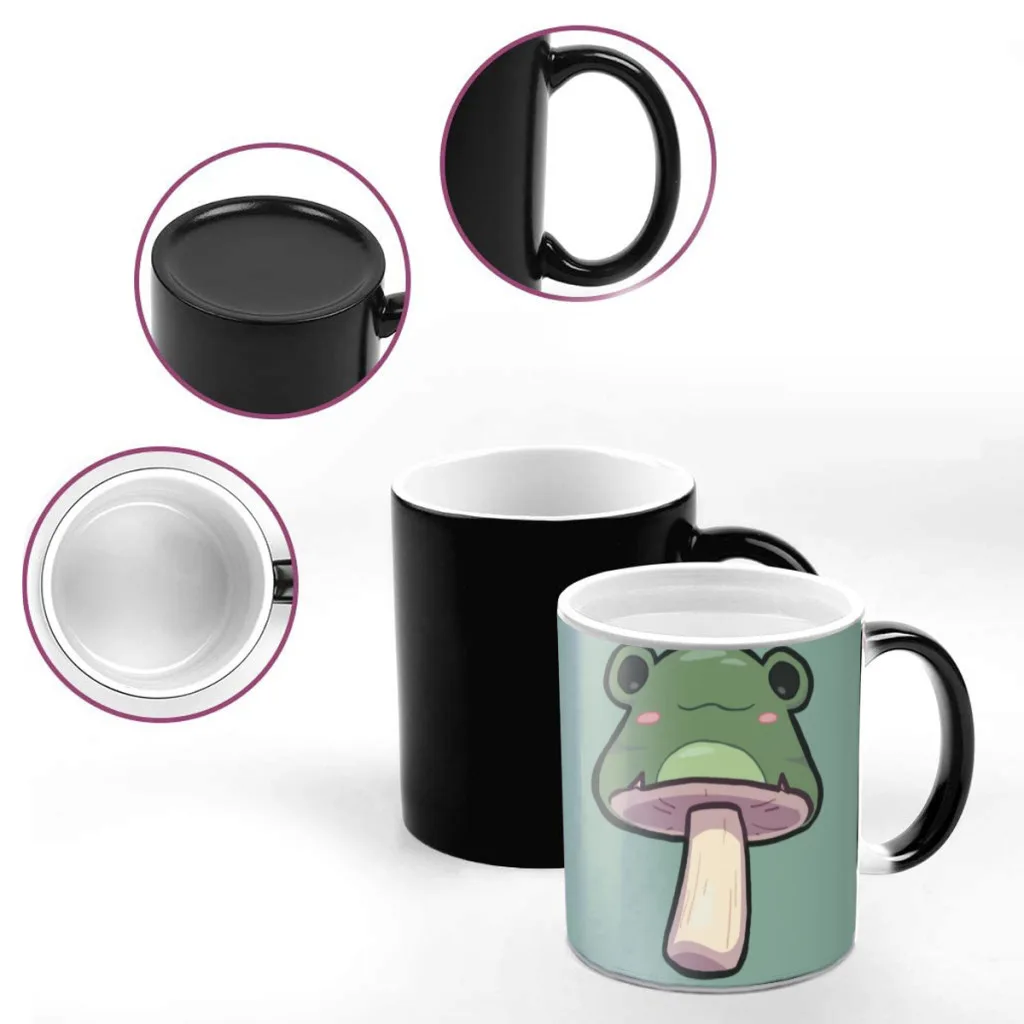 Cottagecore Kawail Frog Coffee Mug Creative Ceramic Changing Color Travel Tea Cup Boy Friends Gift Mug