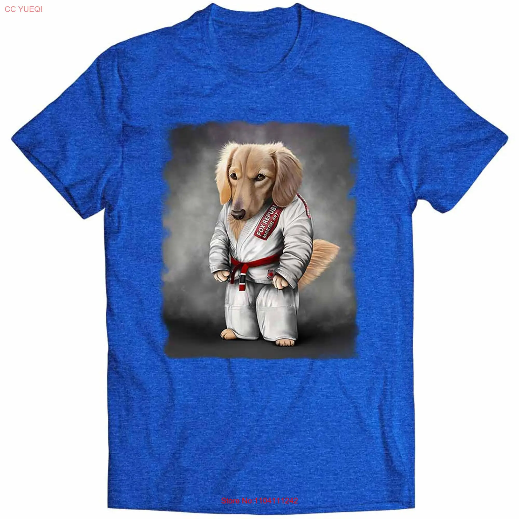 Cream Dachshund Dog Judo Karate Master in White Judogi  Youth T Shirt PrintStarT long or short sleeves