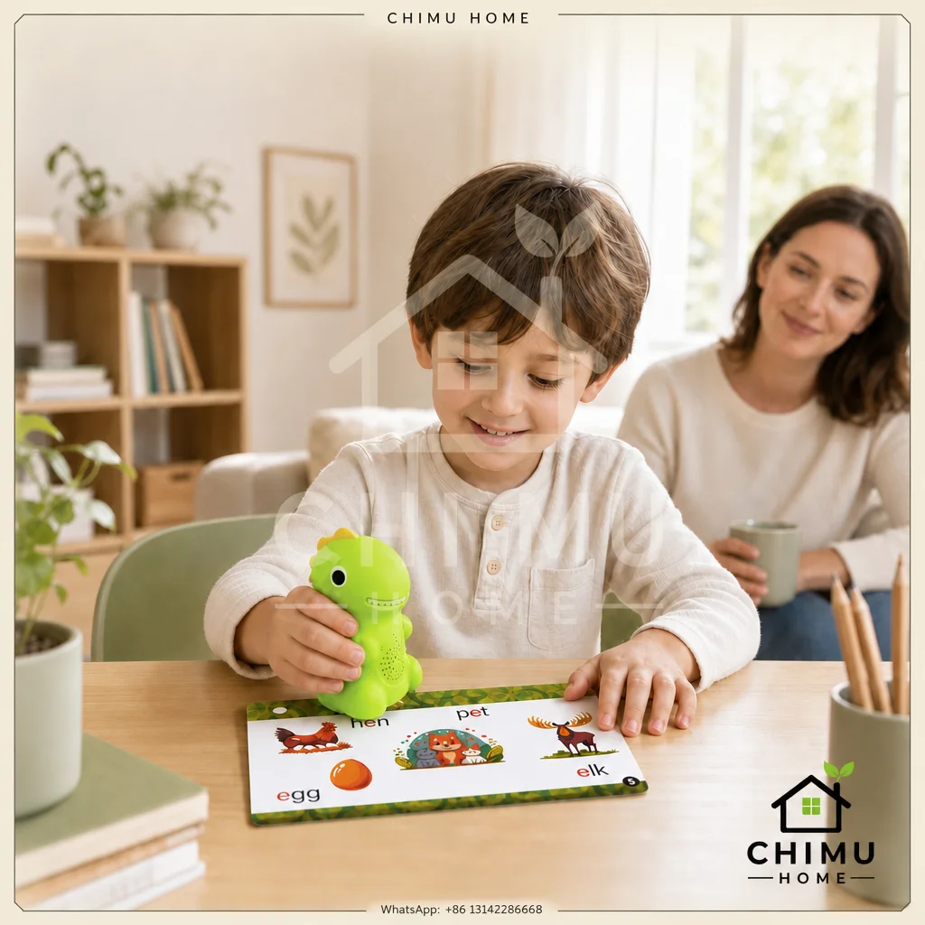 【CHIMU HOME】 Mini Animal-Shaped Reading Pen for Kids with English Flash Cards