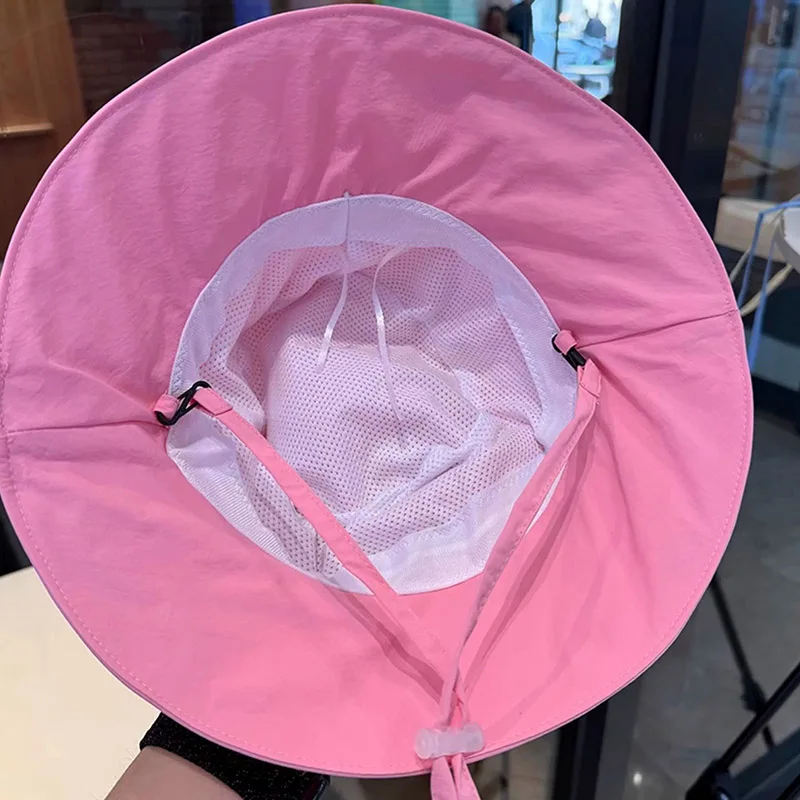 الصيف قبعة بحافة للنساء رقيقة سريعة الجافة قبعة صياد Y2K الفتيات بلون قبعات بنما حقيبة متغيرة ذات الاستخدام المزدوج #4