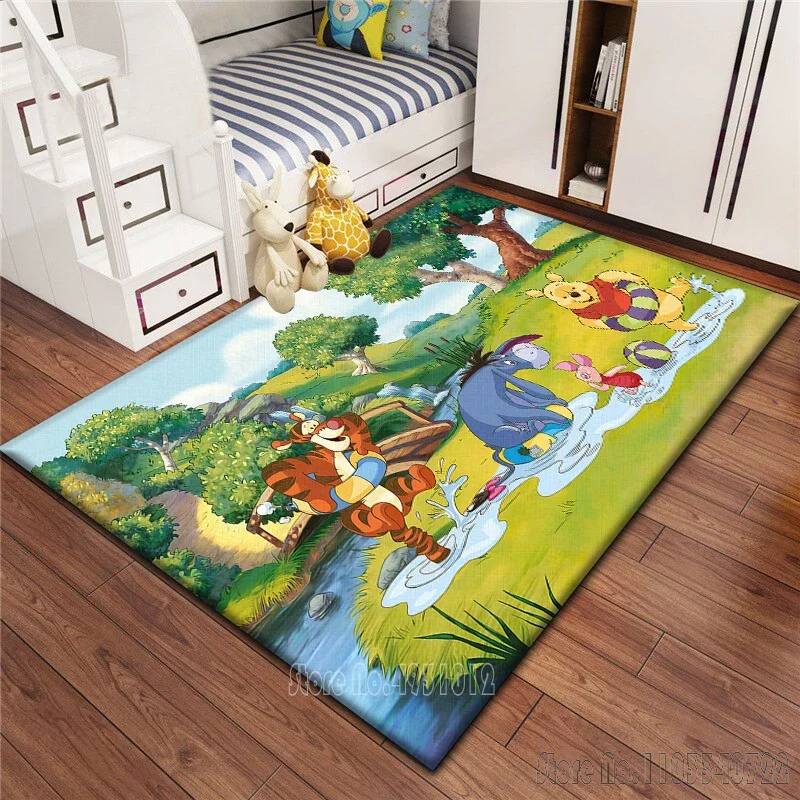 Alfombra con estampado de amigos de Winnie Pooh de Disney, decoración de 80x120cm para baño, alfombra para el suelo de los niños, sala de estar, dormitorio infantil, sofá