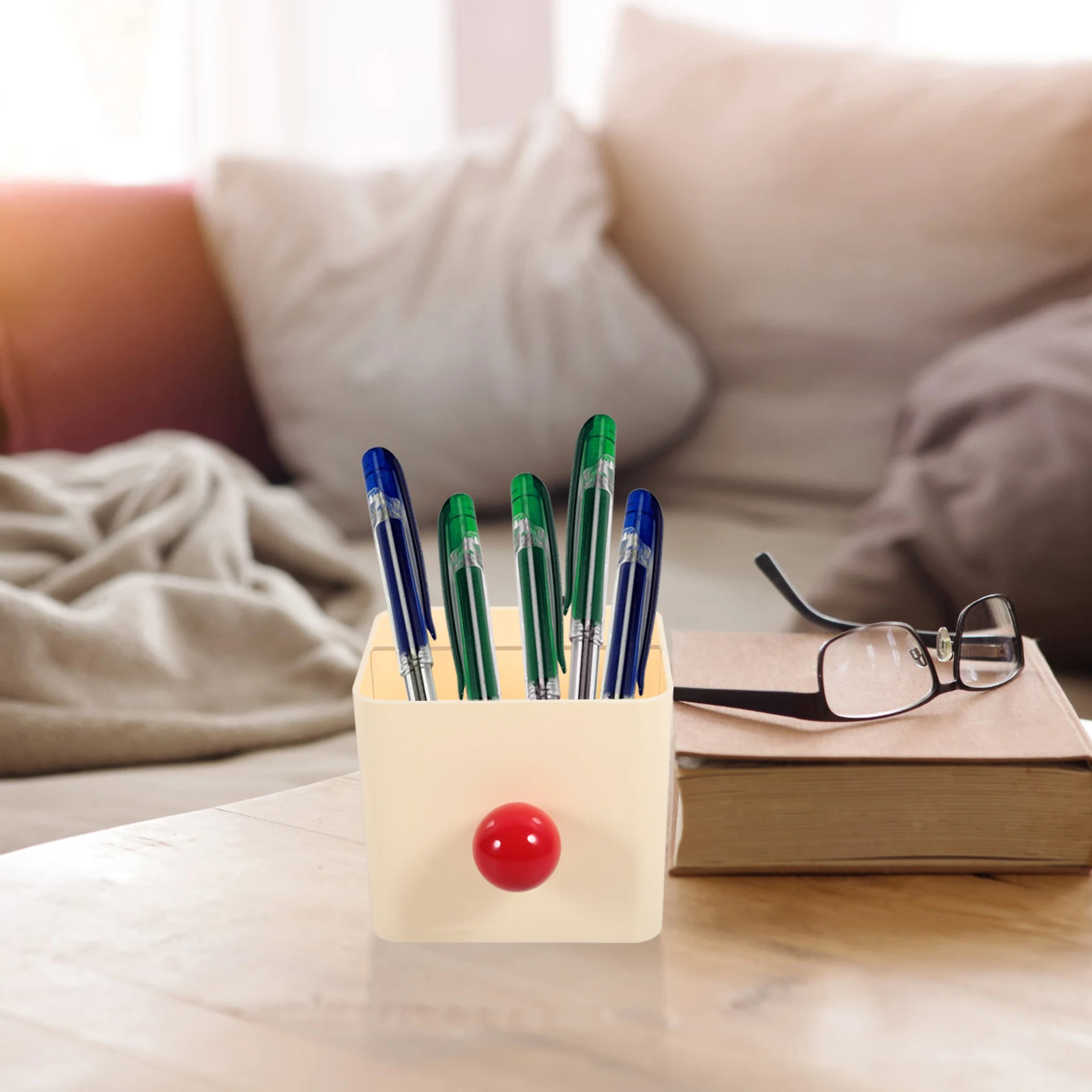 

Pen Holders Storage Box Desk Stand Red Ball Organizer for Display Pens Pencil Office