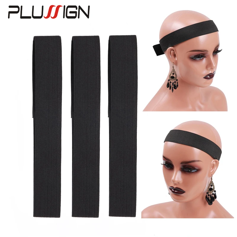 Plussign Black Elastic Bands With Adjustable Hook Wig Accessories Hair Band For Edges Elastic Edges Hair Wrap Headband For Wigs