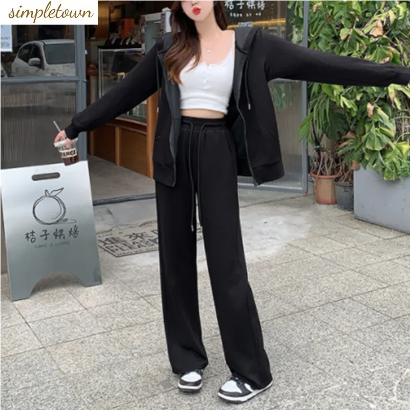 

Fat MM Large Fashion Casual Sports Set for Women's Autumn and Winter New Hooded Coat+Pants Two Piece Set