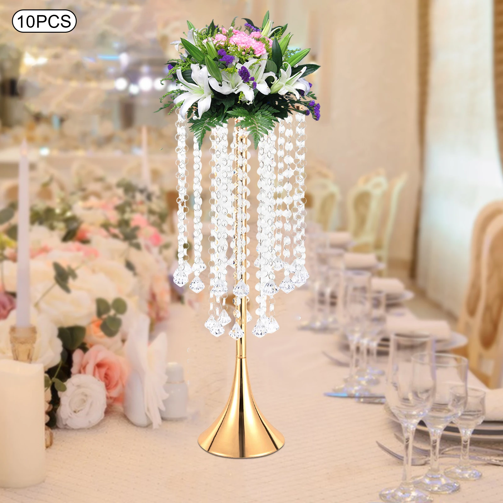 

Romantic European Style Flower Vases With Shimmering Acrylic Crystals, Easy Assembly & Cleaning For Birthdays & Anniversaries