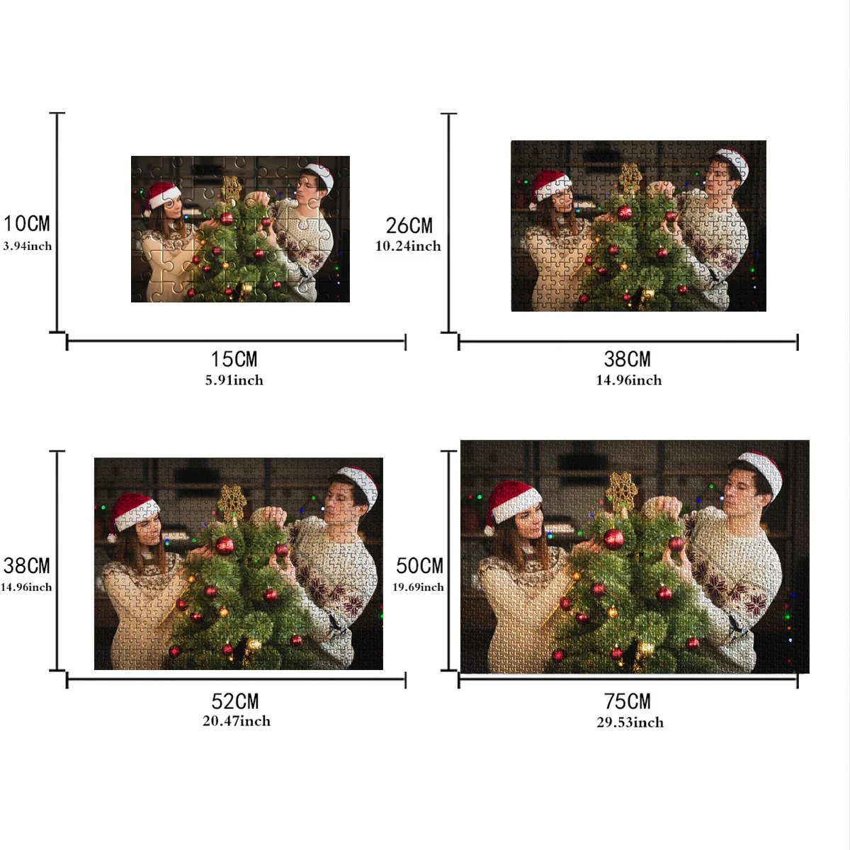 35/300/500/1000pcs Personalized Custom Photo Puzzle Couple Christmas DIY Teens Adults Wooden Box Jigsaw Toys For Friends Family