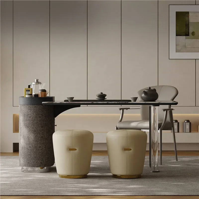 for Italian Marble Tea Table Kettle Integrated Acrylic Household Living Room Balcony Tea Table Desk Dual Use