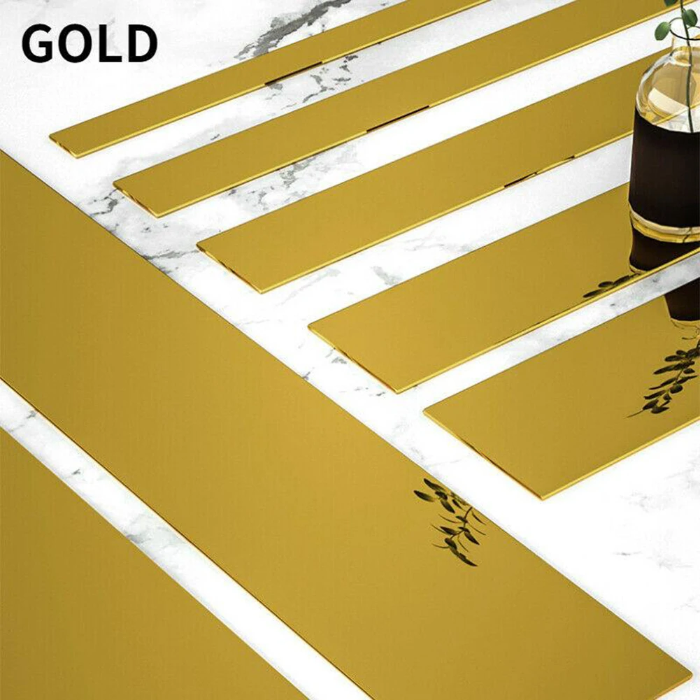 Home Decor Decor Strip Mirror Moulding Trim Metal Strip Decor Self-adhesive Background Gold Gold  Home Decor Decor