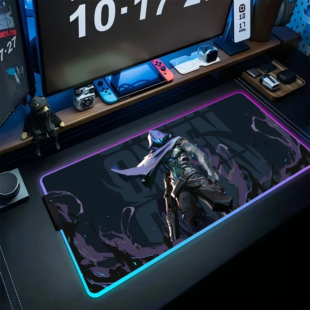 

Game V-Valorant Mousepad XXL RGB Gaming Mouse Pads HD Black Gamer Accessories Large LED