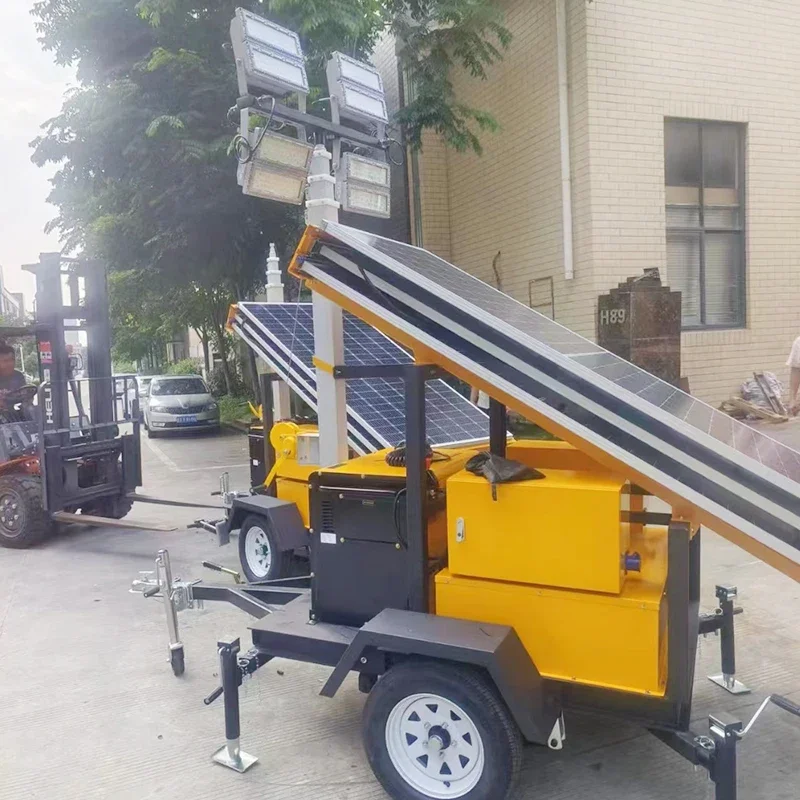 Solar Powered Lifting Lighthouse For 7 Or 9-meter Mast Mobile Emergency Night Work Light Trailer System For Street Lighting