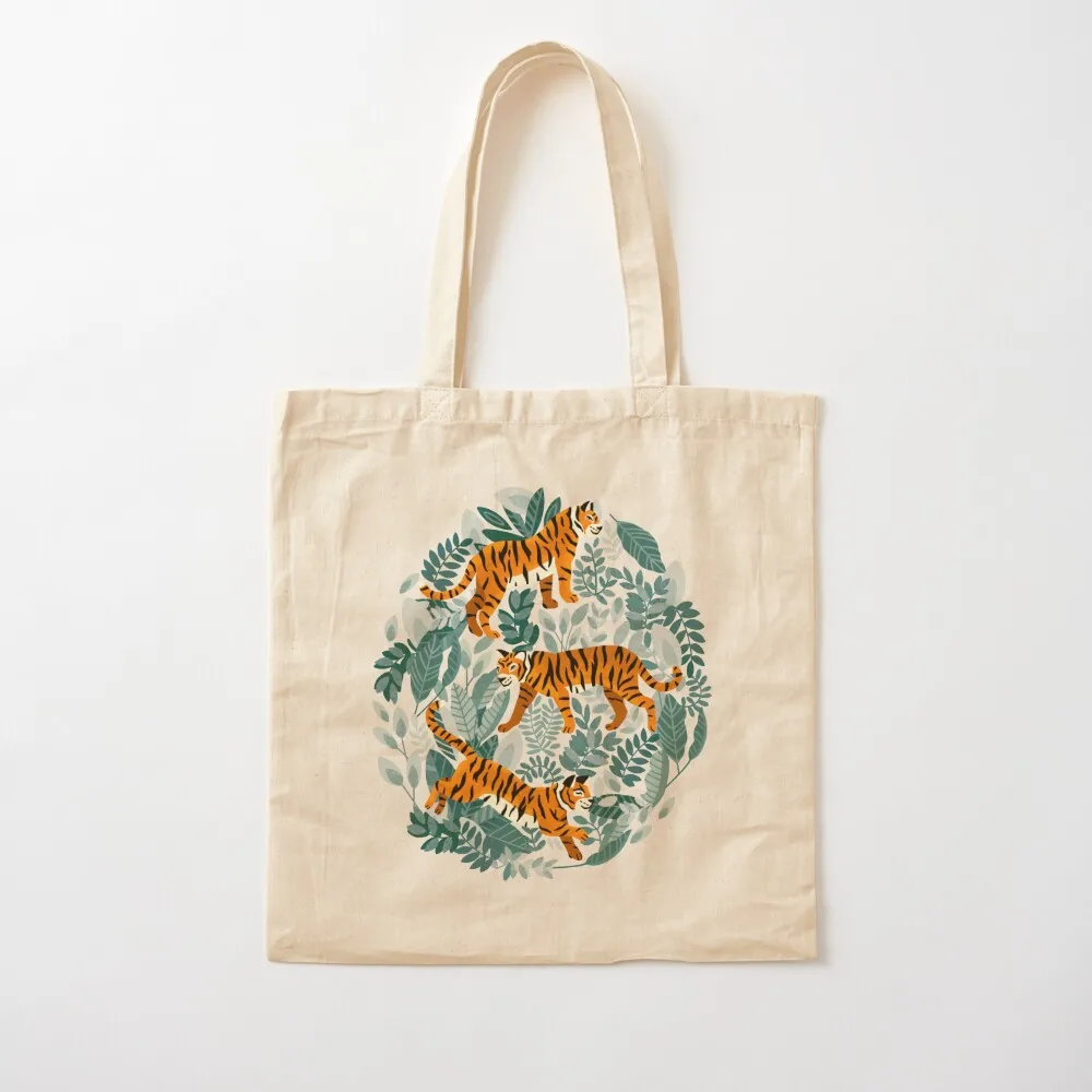 Bengal Tiger Teal Jungle Tote Bag canvas bags Women's bag Canvas bag foldable reusable