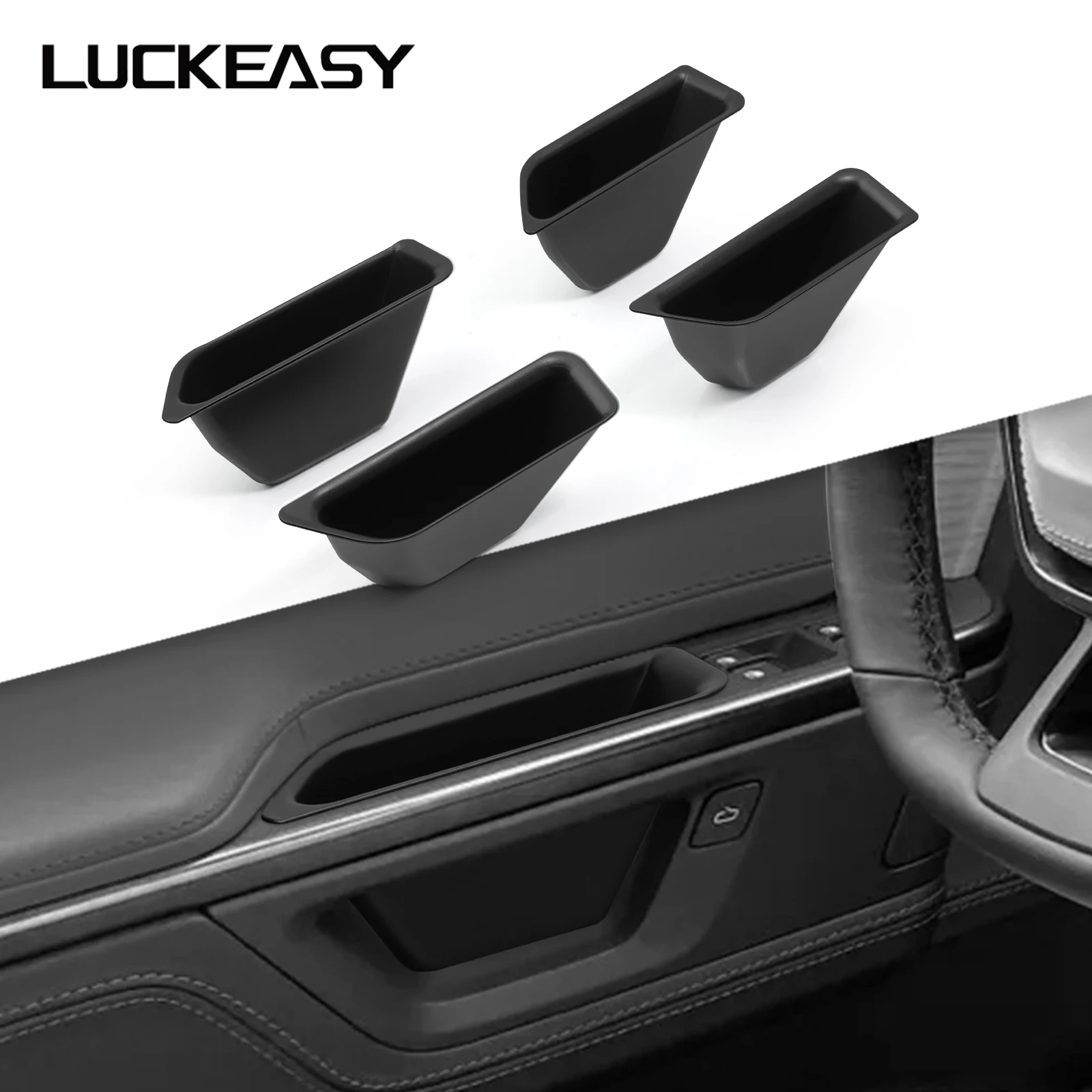 LUCKEASY for RIVIAN R1S R1T 2025 Car Door Handle Storage Box ABS Front Rear Door Storage Organizer Tray Car Interior Accessories