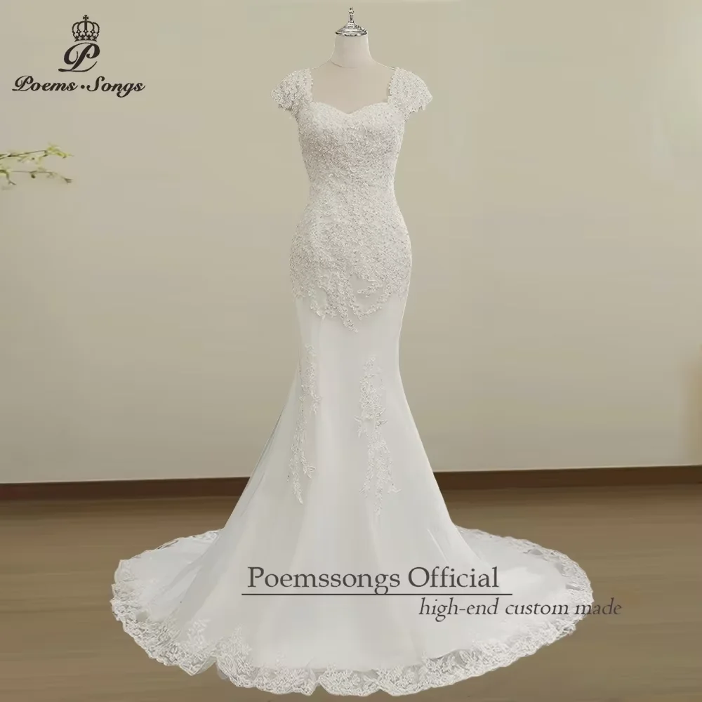 

Customized Beautiful Wedding Dress Vestidos de Novia Boda Lace and Tulle Mermaid Style with Exquisite Details for All Brides