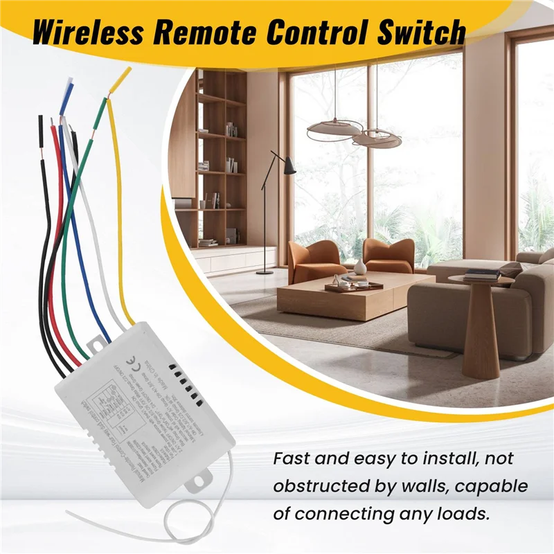 AB53 6X 4 Way Light Lamp Digital Wireless Remote Control Switch ON/OFF 220V