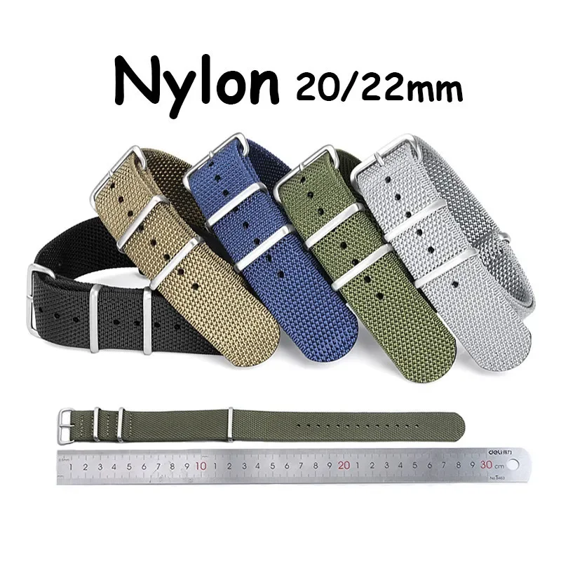 

20mm 22mm Nylon Watch Strap for Seiko for Omega High Density Watchband Military Bracelet Universal Women Men Wristband Accessory